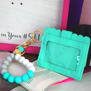 Silicone Beaded Wristlet Keychain Bracelet with Wallet