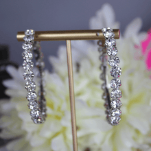 Load image into Gallery viewer, Silver Crystal Hoop Earrings - Blinged Jewels
