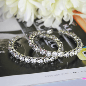 Silver Crystal Hoop Earrings - Blinged Jewels