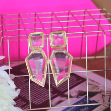 Load image into Gallery viewer, Exaggerated Geometric Clear Dangling Earrings - Blinged Jewels
