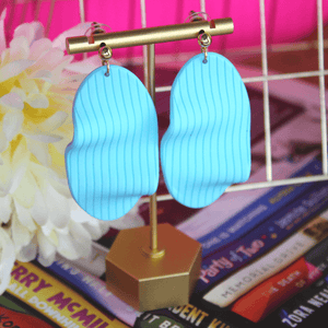 Light Blue Acrylic Wave Earrings - Blinged Jewels