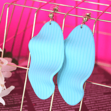 Load image into Gallery viewer, Light Blue Acrylic Wave Earrings - Blinged Jewels
