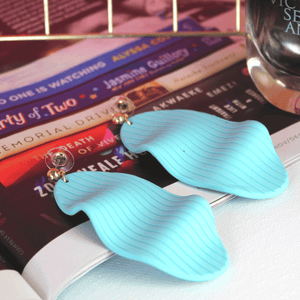 Light Blue Acrylic Wave Earrings - Blinged Jewels