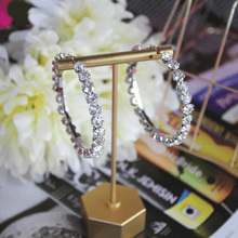 Load image into Gallery viewer, Silver Crystal Hoop Earrings - Blinged Jewels
