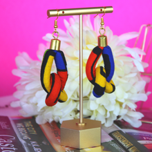 Load image into Gallery viewer, Blue African Print Knot Earrings
