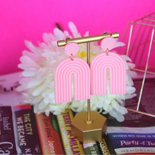 Load image into Gallery viewer, U Shaped Pink Acrylic Earrings
