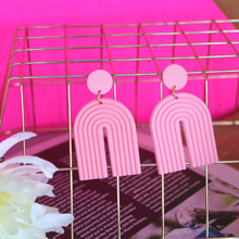 Load image into Gallery viewer, U Shaped Pink Acrylic Earrings
