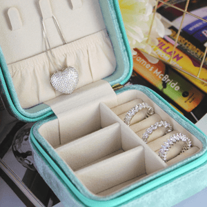 Square Italian Velvet Jewelry Travel Organizer - Blinged Jewels