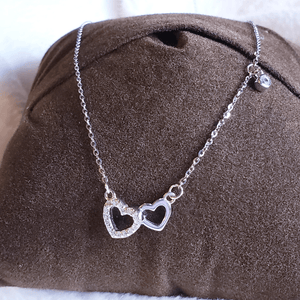 Double Heart Necklace - Blinged Jewels