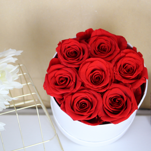 Preserved Red Roses in Basic Round Box